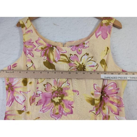 Chadwicks of Boston A-Line Dress Womens 12 Yellow Floral Linen Blend Sleeveless - Picture 8 of 8